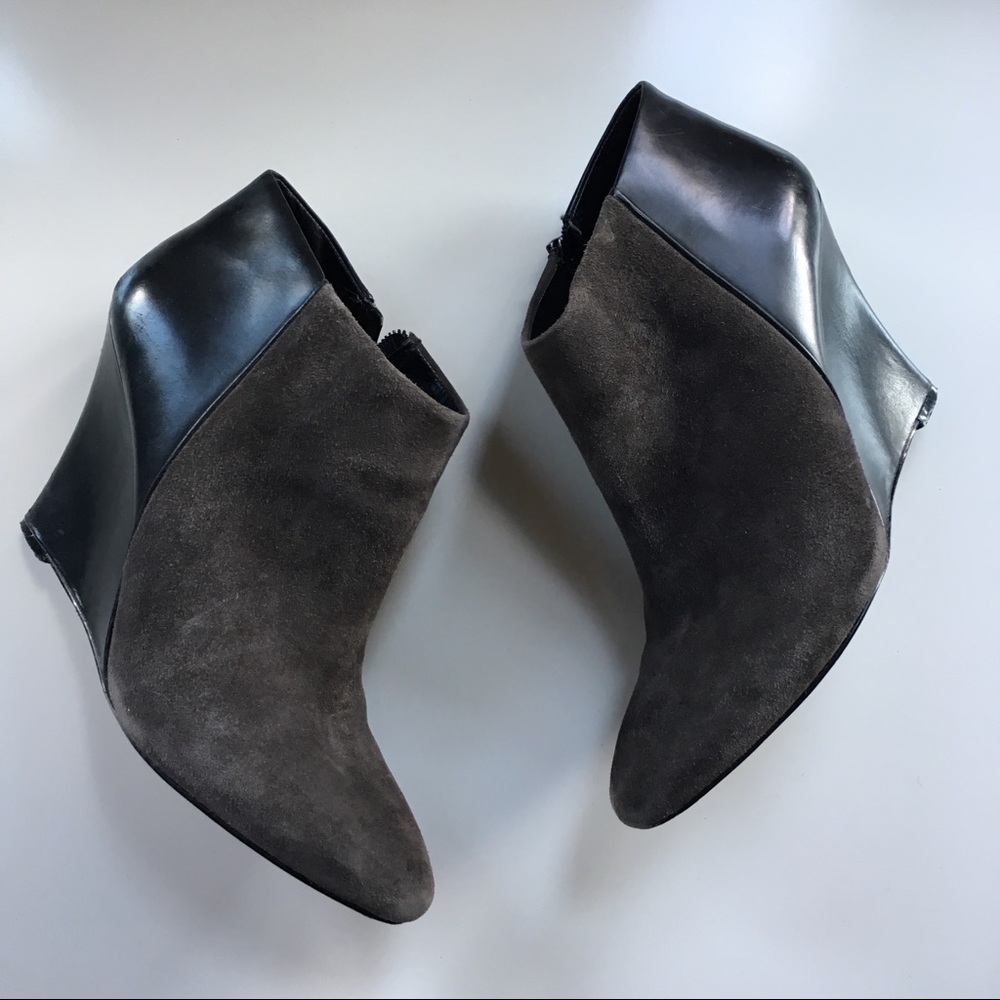 Leather wedge heel